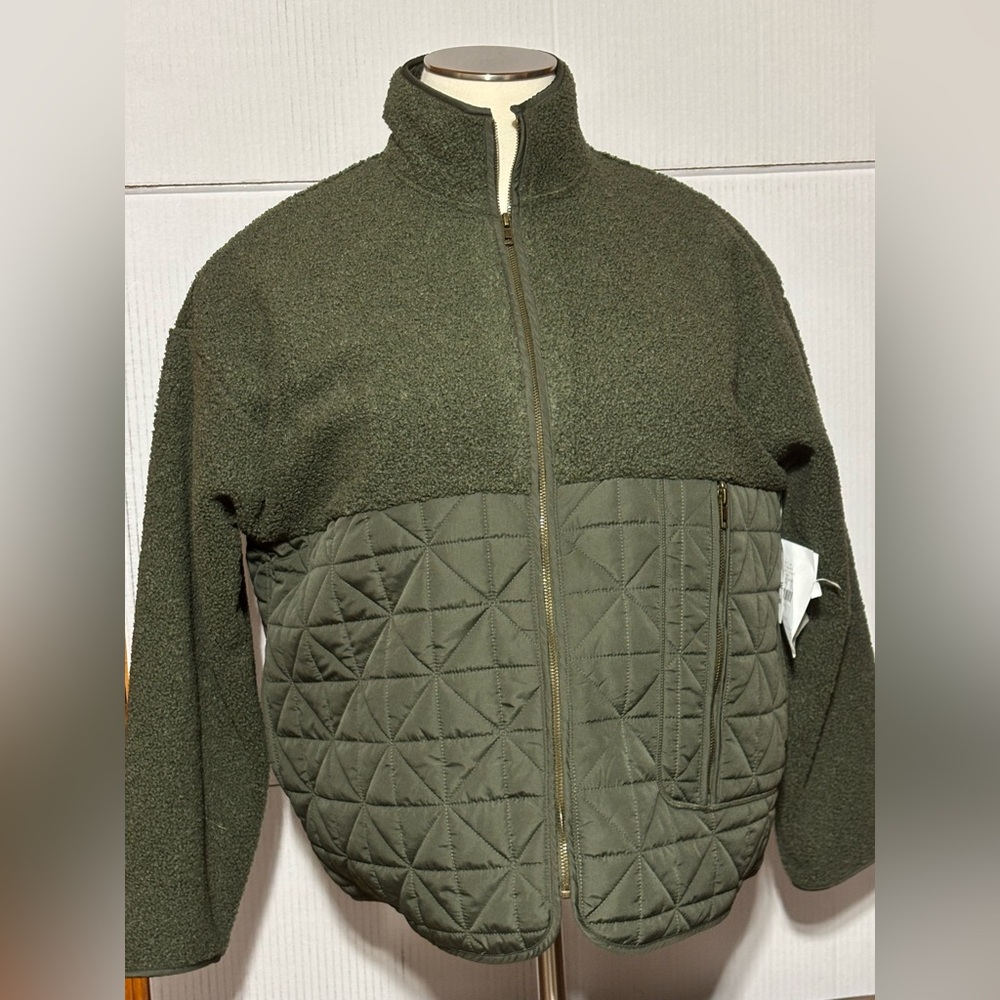 NWT Style and Company women’s XXL mixed media Sherpa jacket 26” L 26” p2p green
